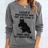 Clothing Azzlee Sweatshirt & Hoodies | Casual Graphic Tops Round Neck Long Sleeve Cat Character Printed Sweatshirts Gray