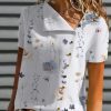 Clothing Azzlee Blouse & Shirts | Casual V Neck Floral Printed Short Sleeve Blouse White