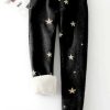 Clothing Azzlee Pants | Star Print With Pockets Casual Fleece Thermal Pants Black