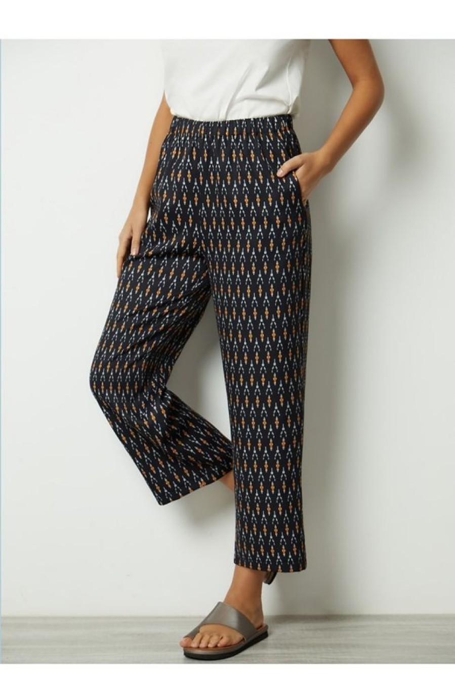 Clothing Azzlee Pants | Summer Geometric Print Casual Pants Black