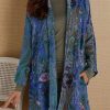 Clothing Azzlee Sweatshirt & Hoodies | Casual Long Sleeve Floral Printed Cardigans Blue