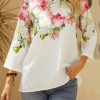 Clothing Azzlee Sweatshirt & Hoodies | Round Neck Printed Casual Long Sleeve Blouse White