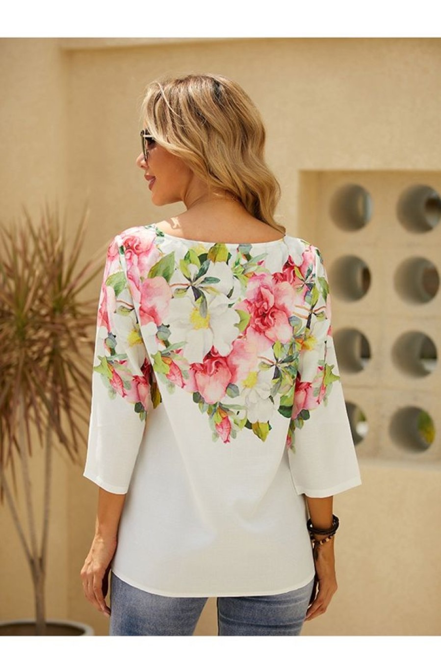 Clothing Azzlee Sweatshirt & Hoodies | Round Neck Printed Casual Long Sleeve Blouse White