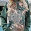 Clothing Azzlee Sweatshirt & Hoodies | Casual Graphic Tops Round Neck Printed Long Sleeve Sweatshirts Green