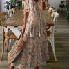 Clothing Azzlee Maxi Dresses | Casual Floral Half Sleeve Tassel Maxi Dress Multi