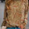 Clothing Azzlee Sweatshirt & Hoodies | Paisley Long Sleeve Round Neck Sweatshirt Multicolor