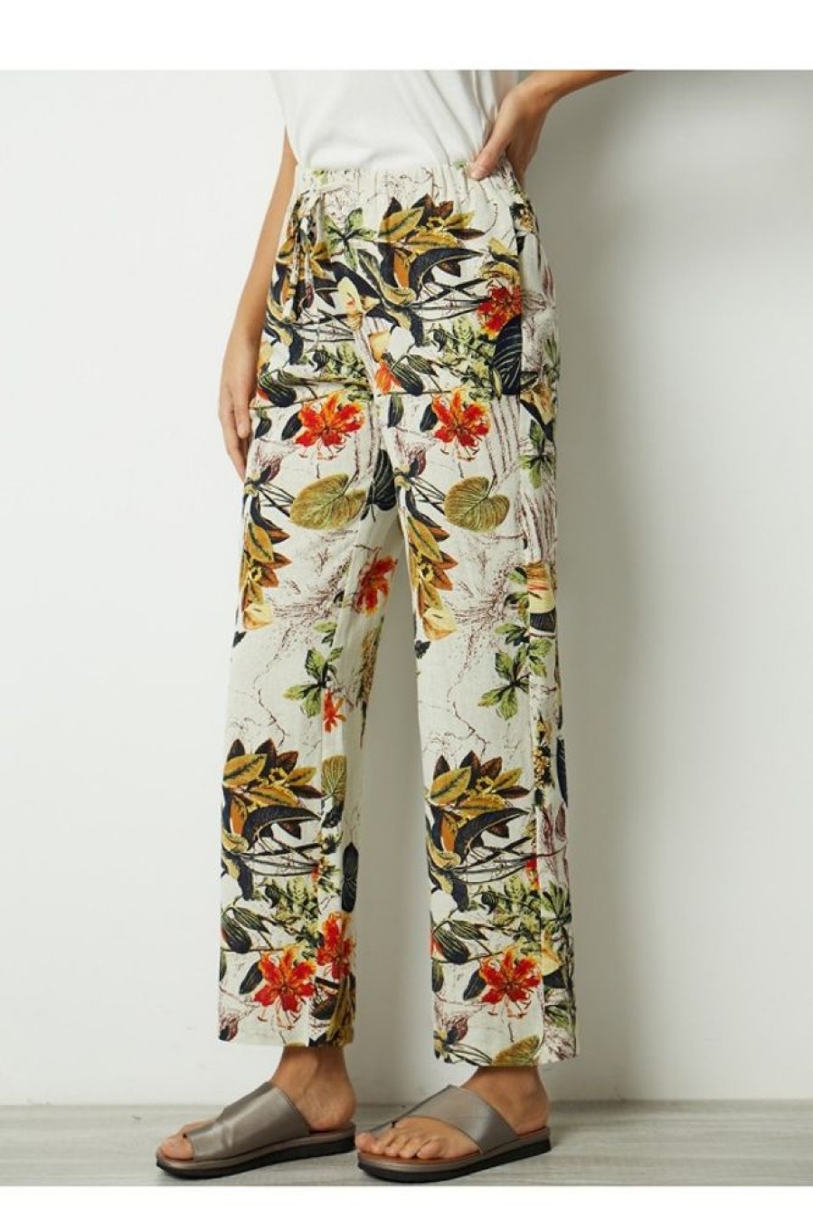 Clothing Azzlee Pants | Summer Floral Printed Casual Pants With Drawstring Multi