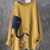 Clothing Azzlee T-Shirts | Animal Print Round Neck Long Sleeve T-Shirt