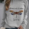 Clothing Azzlee Sweatshirt & Hoodies | Casual Graphic Tops Round Neck Dragonfly Printed Long Sleeve Sweatshirts Gray