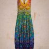 Clothing Azzlee | Casual Retro Colorful Printed Sleeveless Jumpsuit As Picture