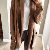 Clothing Azzlee Sweater & Cardigans | Casual Long Sleeve Sweater Cardigan Brown