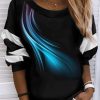 Clothing Azzlee Sweatshirt & Hoodies | Casual Round Neck Printed Long Sleeve Sweatshirts Black