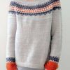 Clothing Azzlee Sweater & Cardigans | Fair Isle Print Boat Neck Long Sleeve Sweater Gray