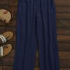 Clothing Azzlee Pants | Plain Zipper Casual Wide Leg Pants Blue