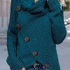 Clothing Azzlee Sweater & Cardigans | Solid Color Turtleneck Casual Long Sleeve Regular Fit Sweater Green