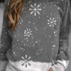 Clothing Azzlee Sweatshirt & Hoodies | Christmas Snowflake Print O-Neck Long Sleeve Sweatshirt Gray